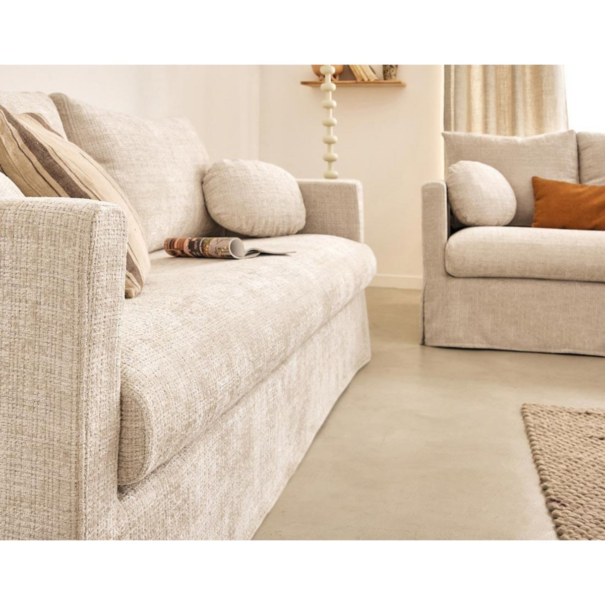 LISA DESIGN Serena - canapé droit déhoussable 3 places en velours texturé