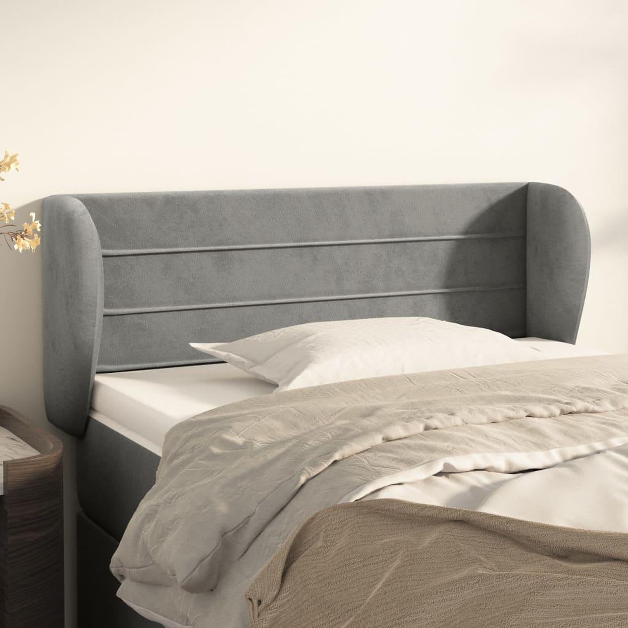 Voir la diapositive 1 : VIDAXL Tete de lit avec oreilles Gris clair 83x23x78/88 cm Velours