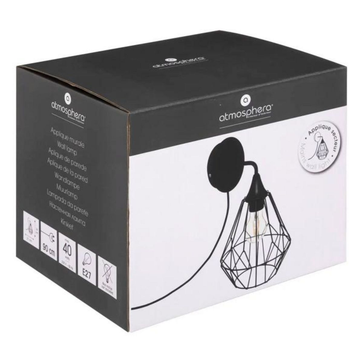 ATMOSPHERA Applique Murale en Métal  Flave  33cm Noir