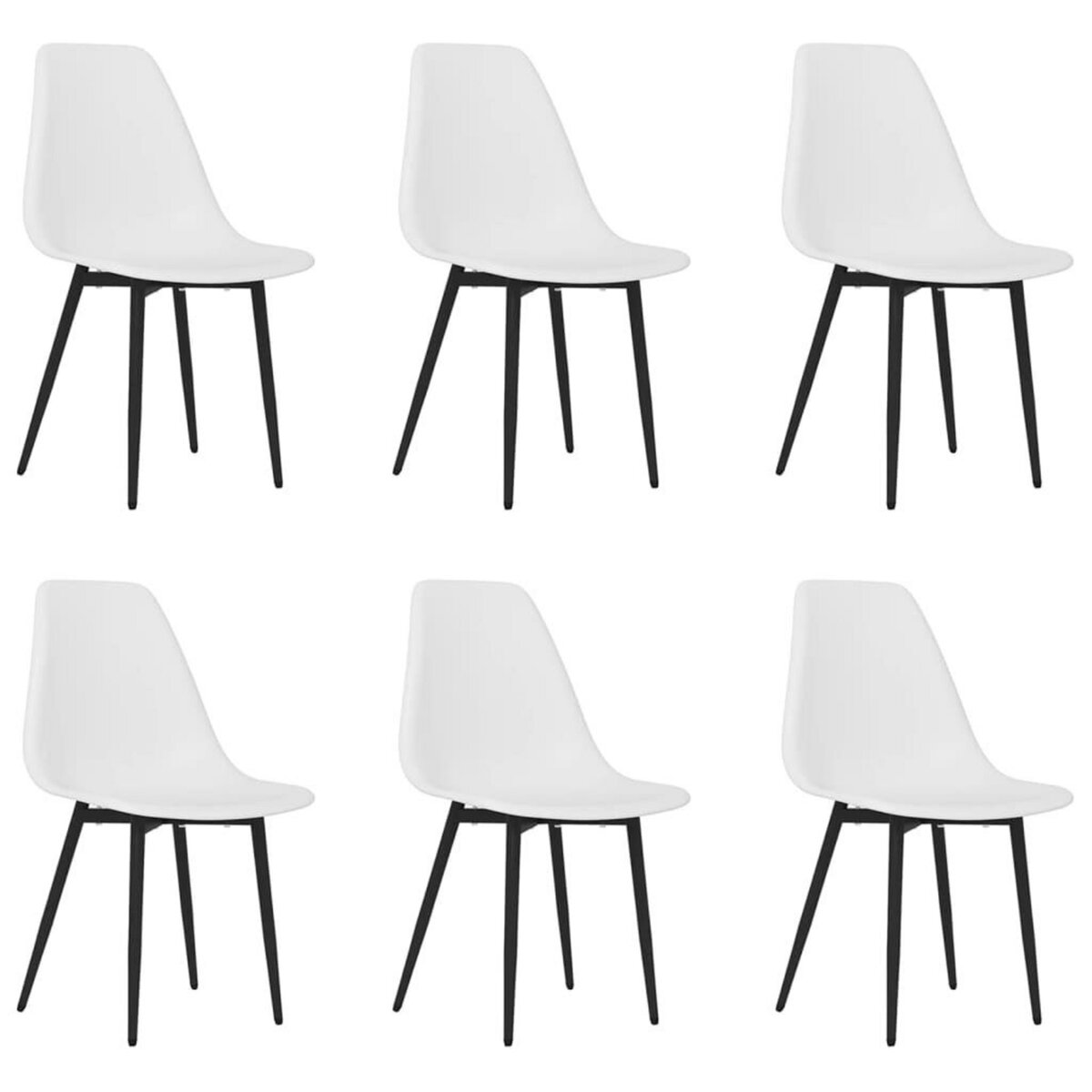 VIDAXL Chaises a manger lot de 6 blanc PP