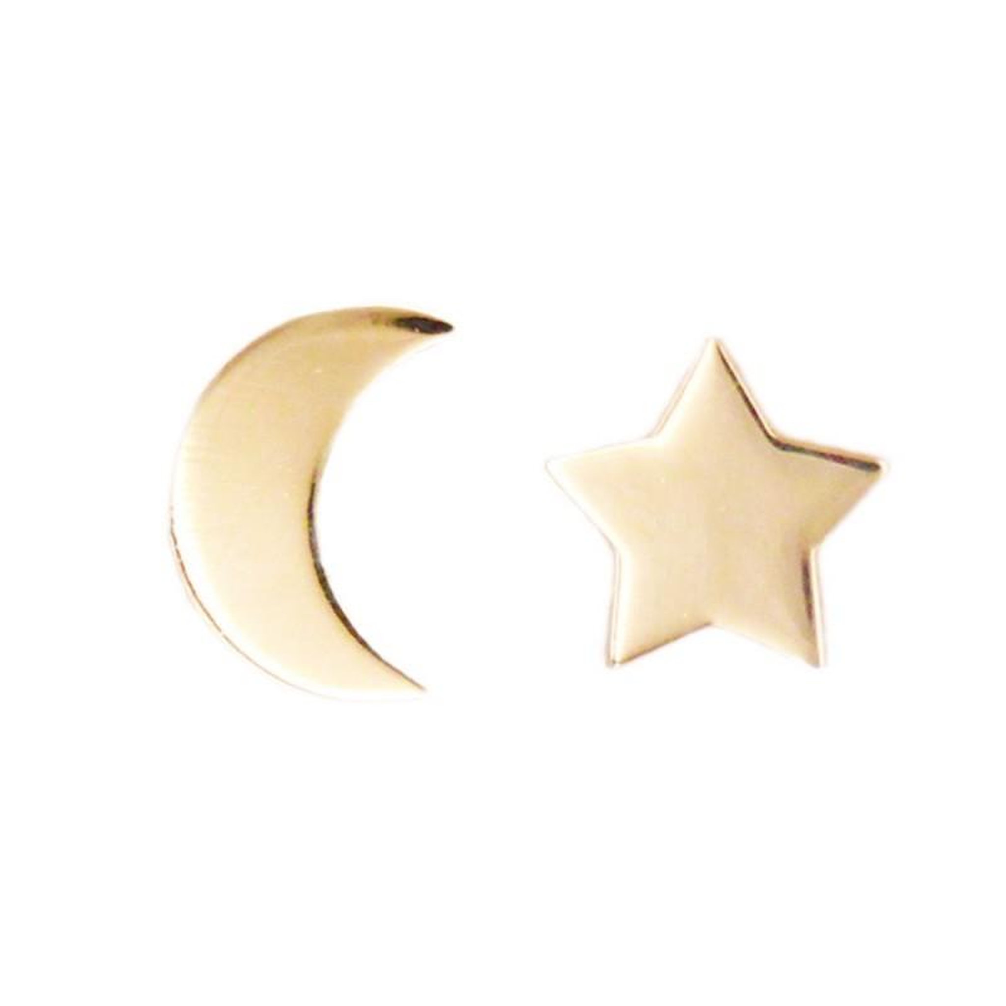 L'ATELIER D'AZUR Boucles d'Oreilles  Or Jaune Etoile et Lune - Femme ou Enfant
