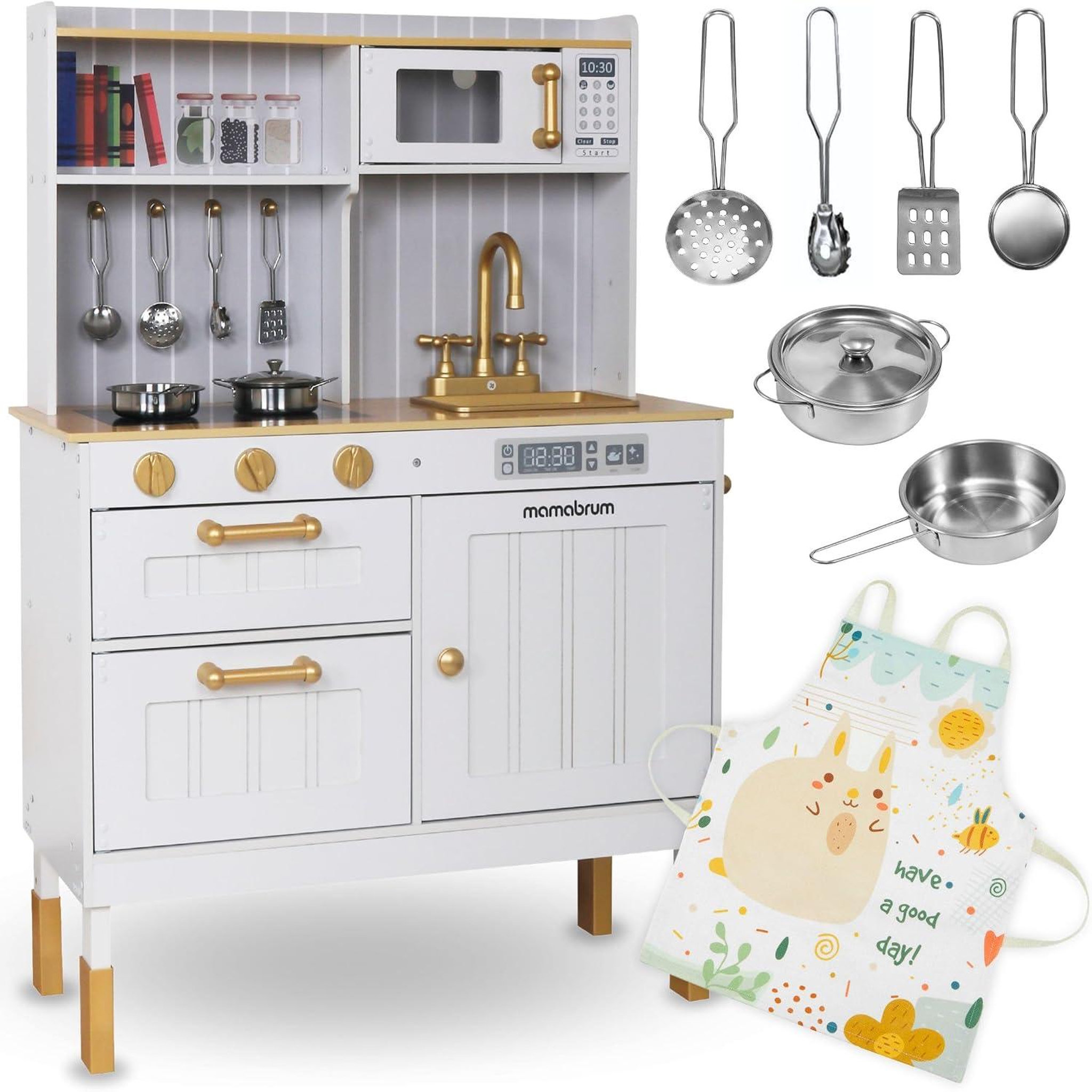 MAMABRUM Cuisine Enfant en Bois pour Enfants 3+ Mamabrum - Cuisine avec Accessoires et Tablier