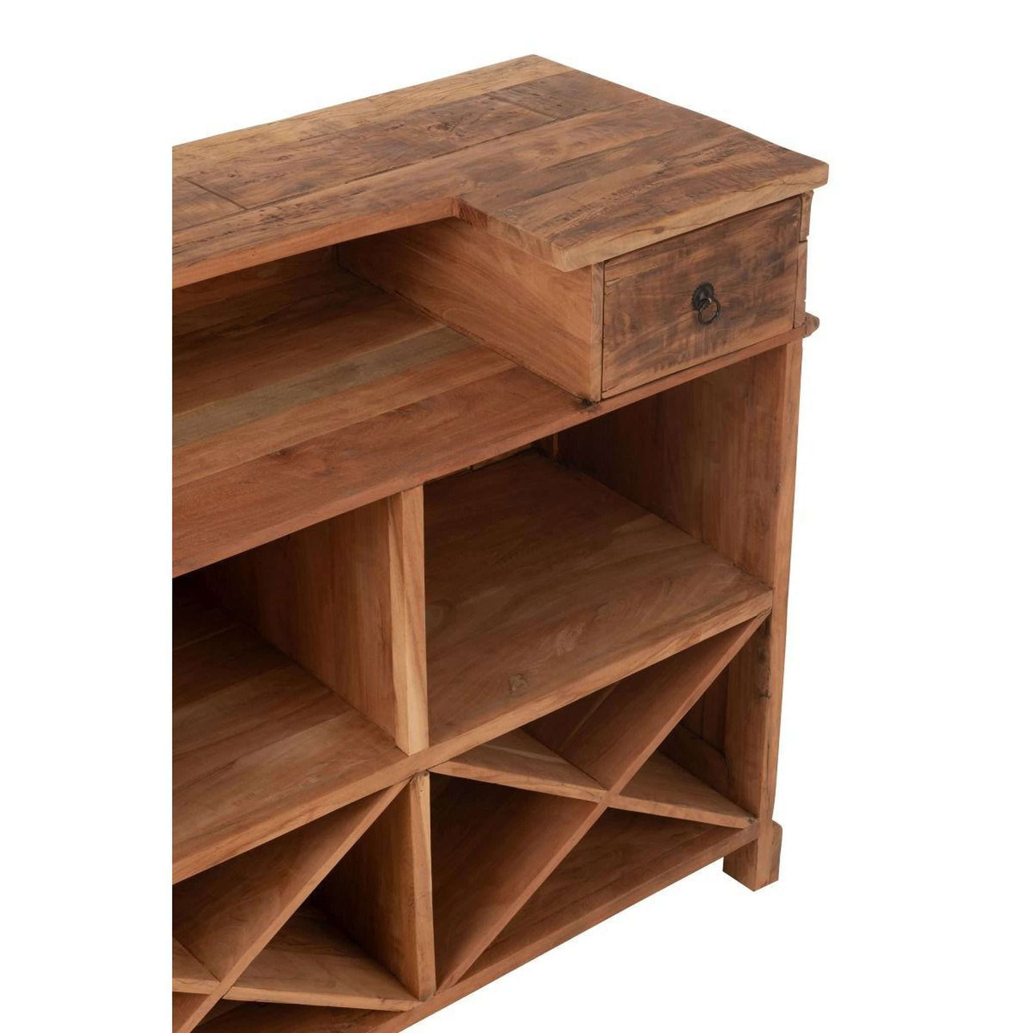 Voir la diapositive 6 : J-LINE Bar 2 Tiroir en Bois  Hollywood  180cm Naturel