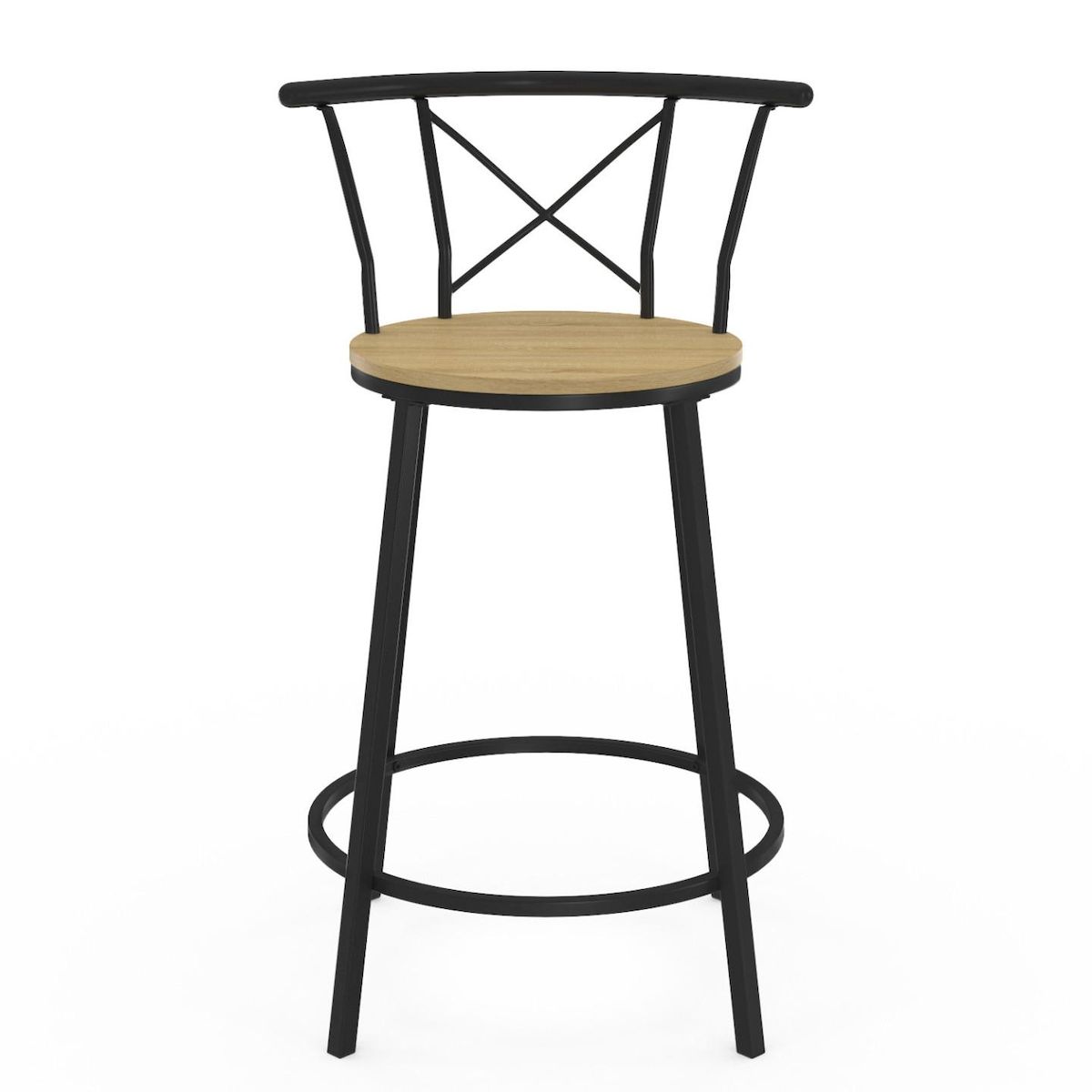 ID MARKET Lot de 4 tabourets de bar bistrot DETROIT avec dossier arrondis design industriel