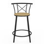 Voir la diapositive 3 : ID MARKET Lot de 4 tabourets de bar bistrot DETROIT avec dossier arrondis design industriel