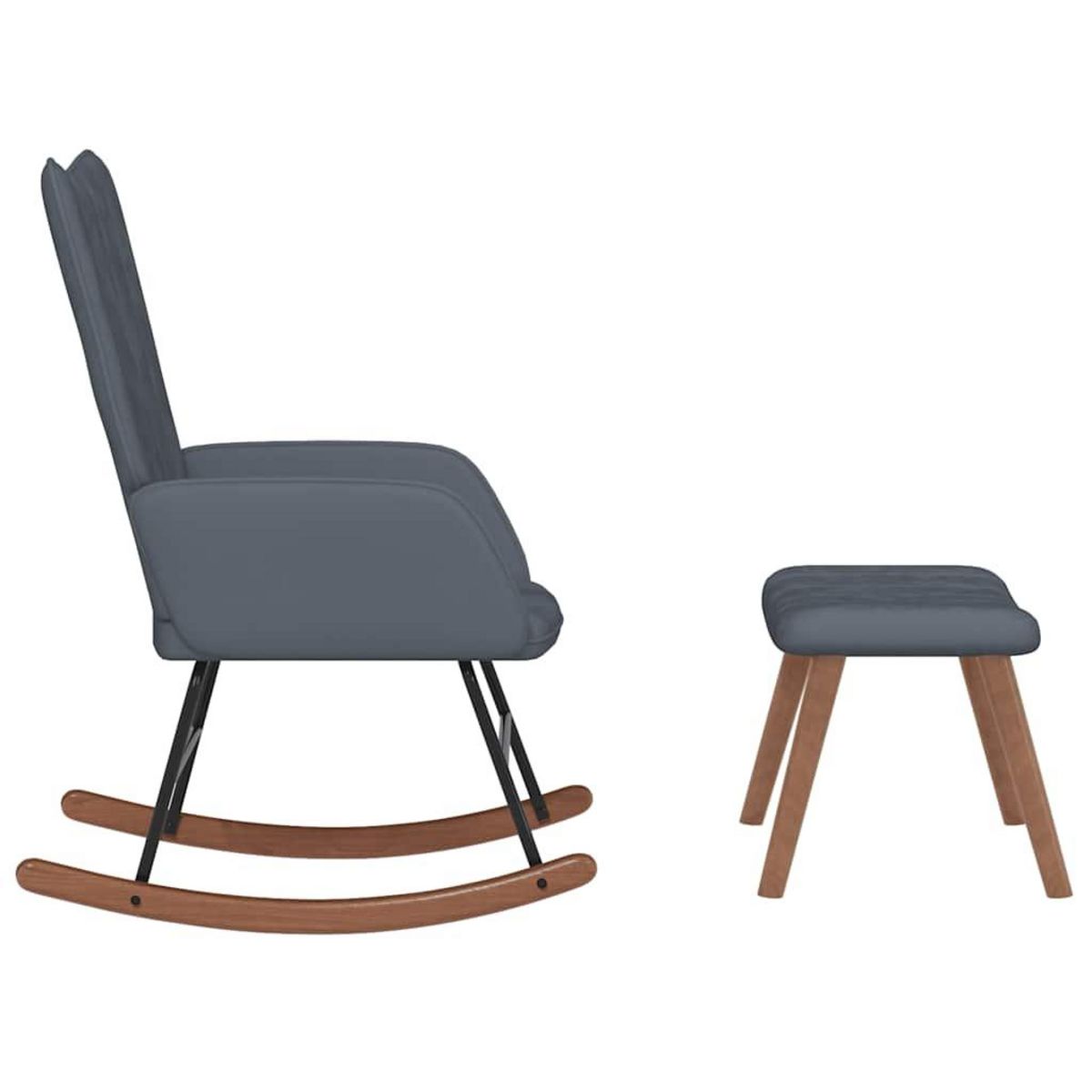 VIDAXL Chaise a bascule avec repose-pied Gris fonce Velours