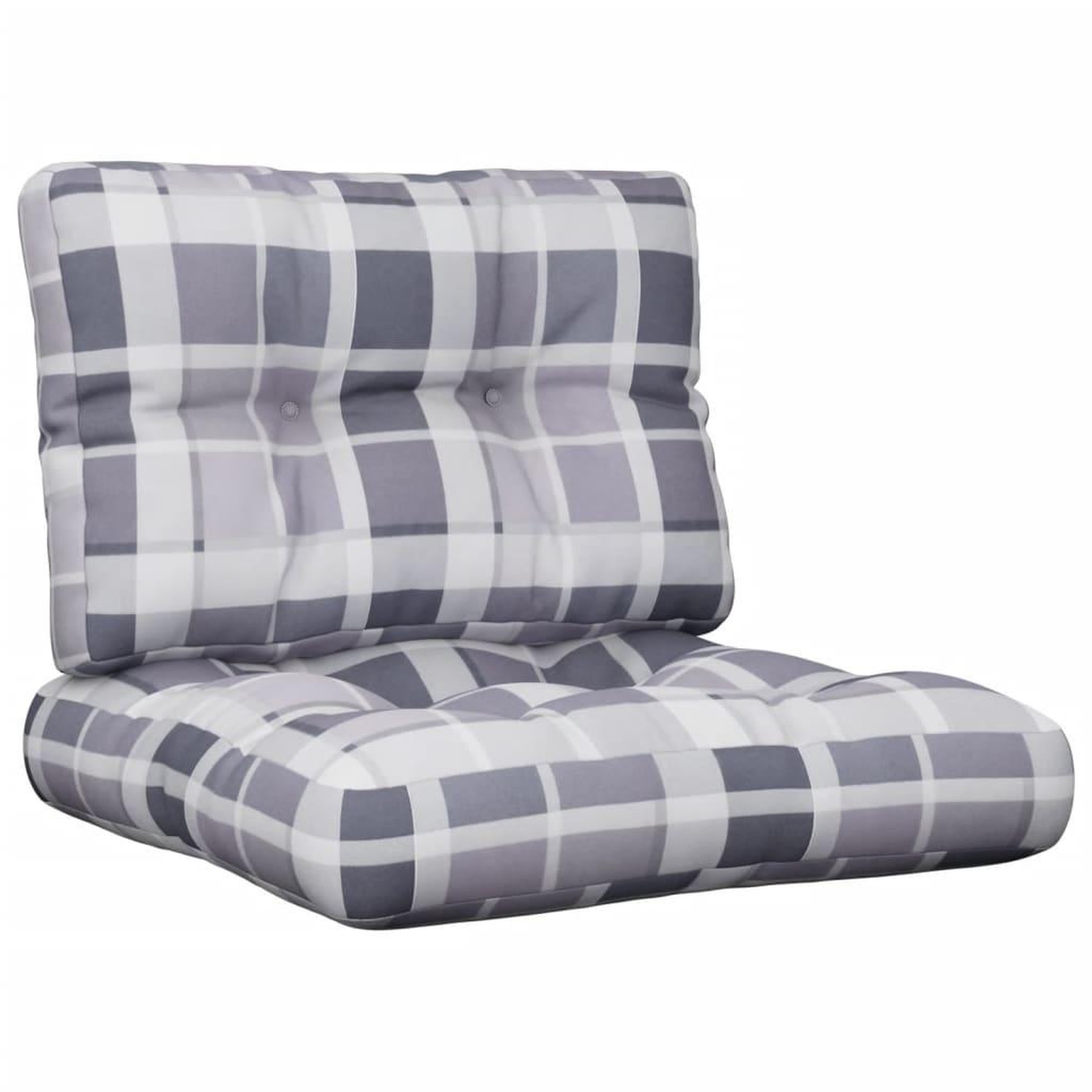 Voir la diapositive 2 : VIDAXL Coussins de palette lot de 2 motif a carreaux gris tissu