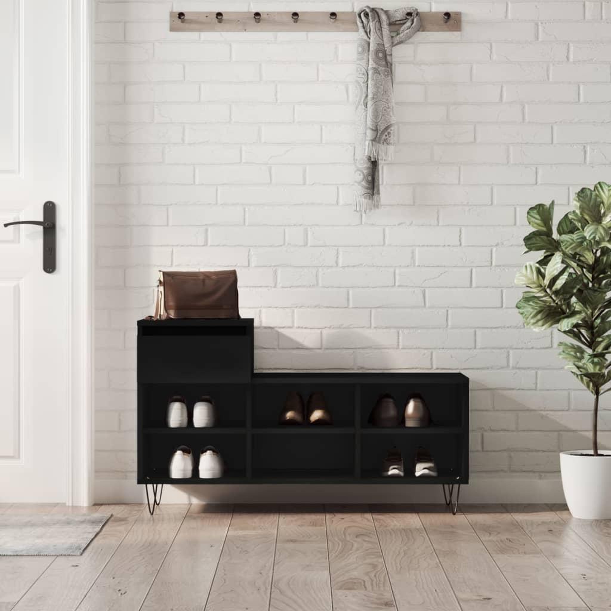 VIDAXL Armoire a chaussures Noir 102x36x60 cm Bois d'ingenierie