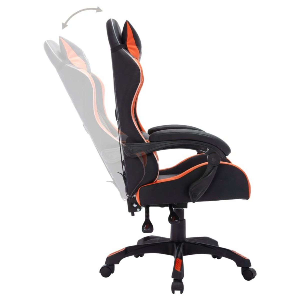VIDAXL Fauteuil de jeux video avec LED RVB Orange et noir Similicuir