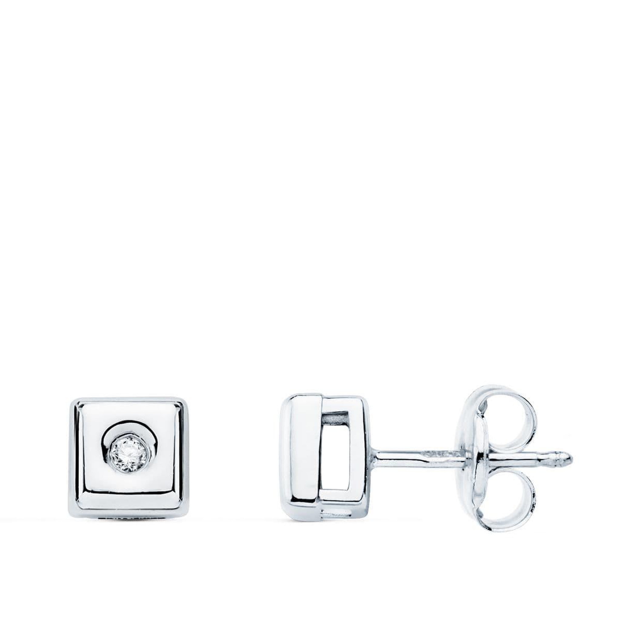 L'ATELIER D'AZUR Boucles d'Oreilles Solitaires Diamants de Synthèse 0.04 Carats - Or 18 Carats 750 Blanc