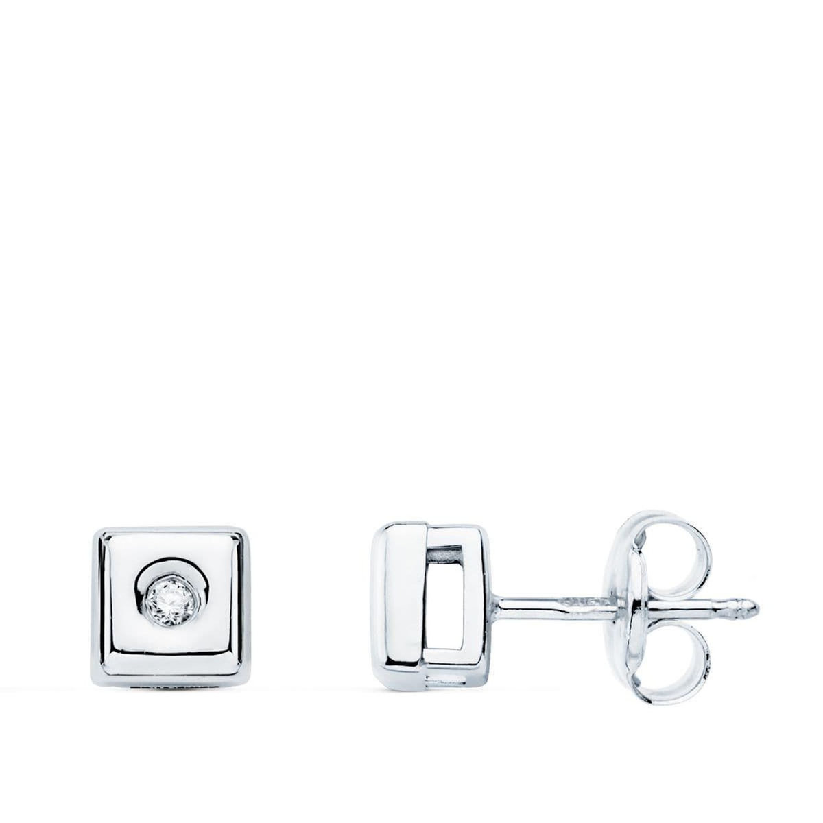 L'ATELIER D'AZUR Boucles d'Oreilles Solitaires Diamants de Synthèse 0.04 Carats - Or 18 Carats 750 Blanc