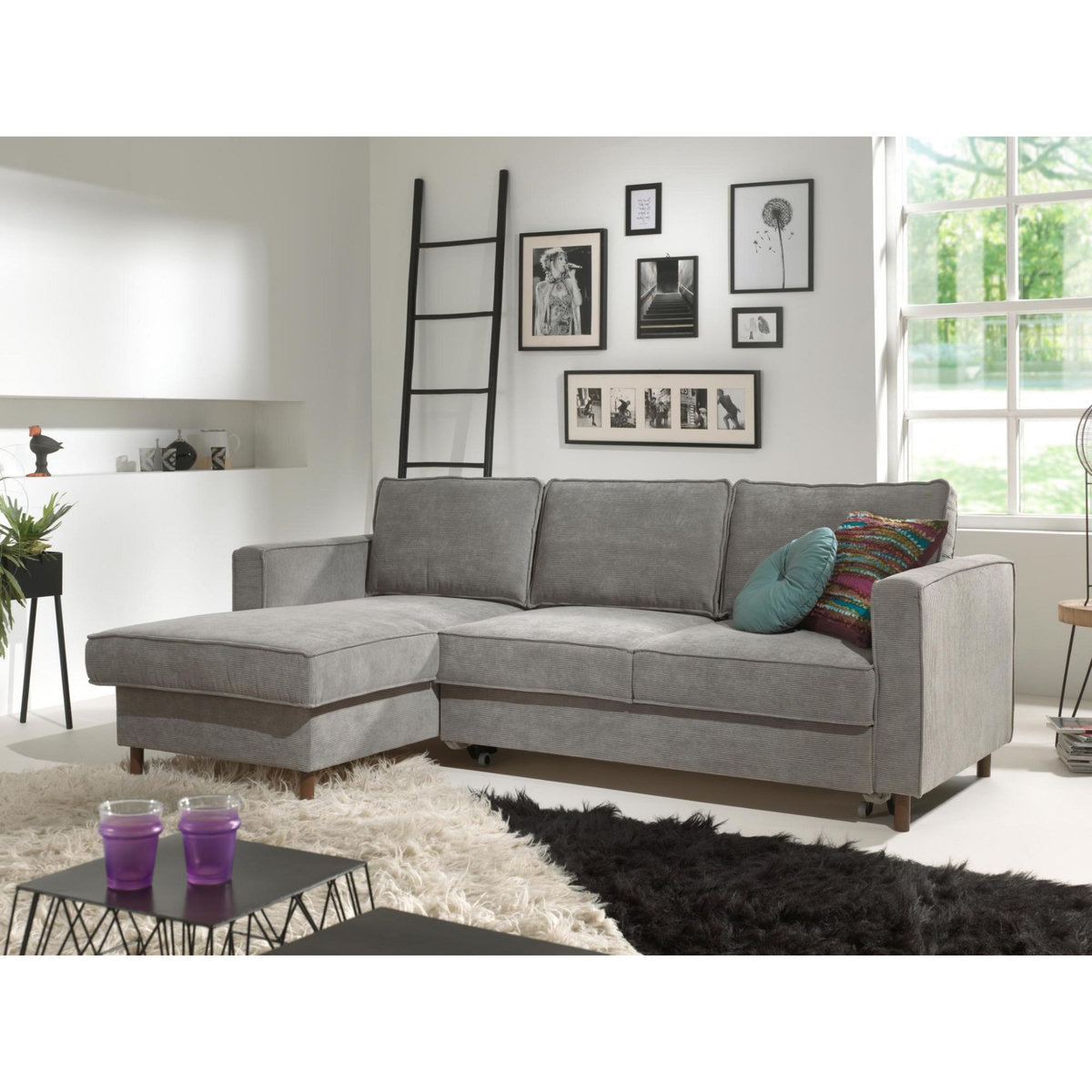 LISA DESIGN Jake - canapé d'angle gauche - convertible avec coffre - 4 places - en velours côtelé