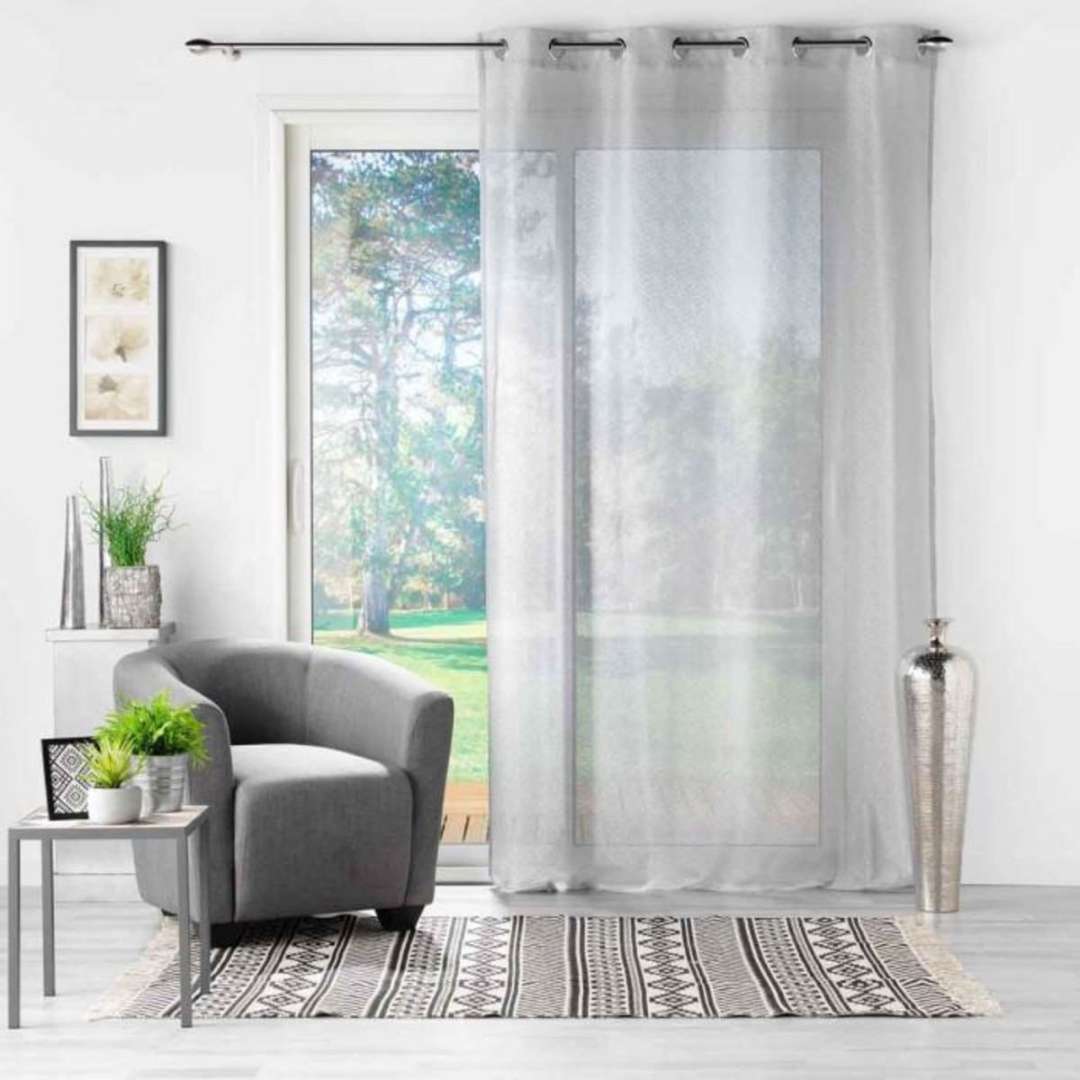 Paris Prix Rideau Voilage à Œillets  Castille  140x240cm Gris
