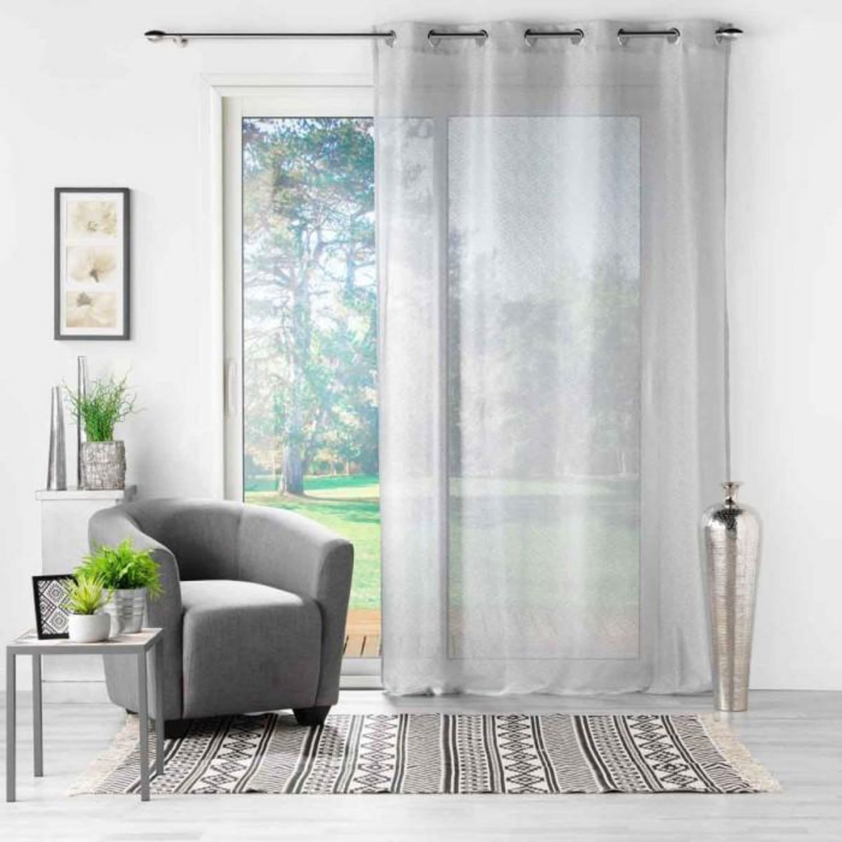 Paris Prix Rideau Voilage à Œillets  Castille  140x240cm Gris