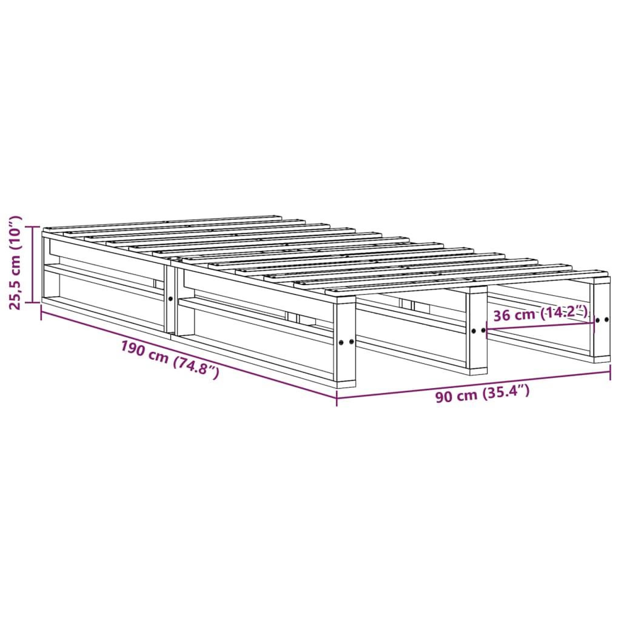 Voir la diapositive 6 : VIDAXL Cadre de lit sans matelas blanc 90x190 cm bois de pin massif