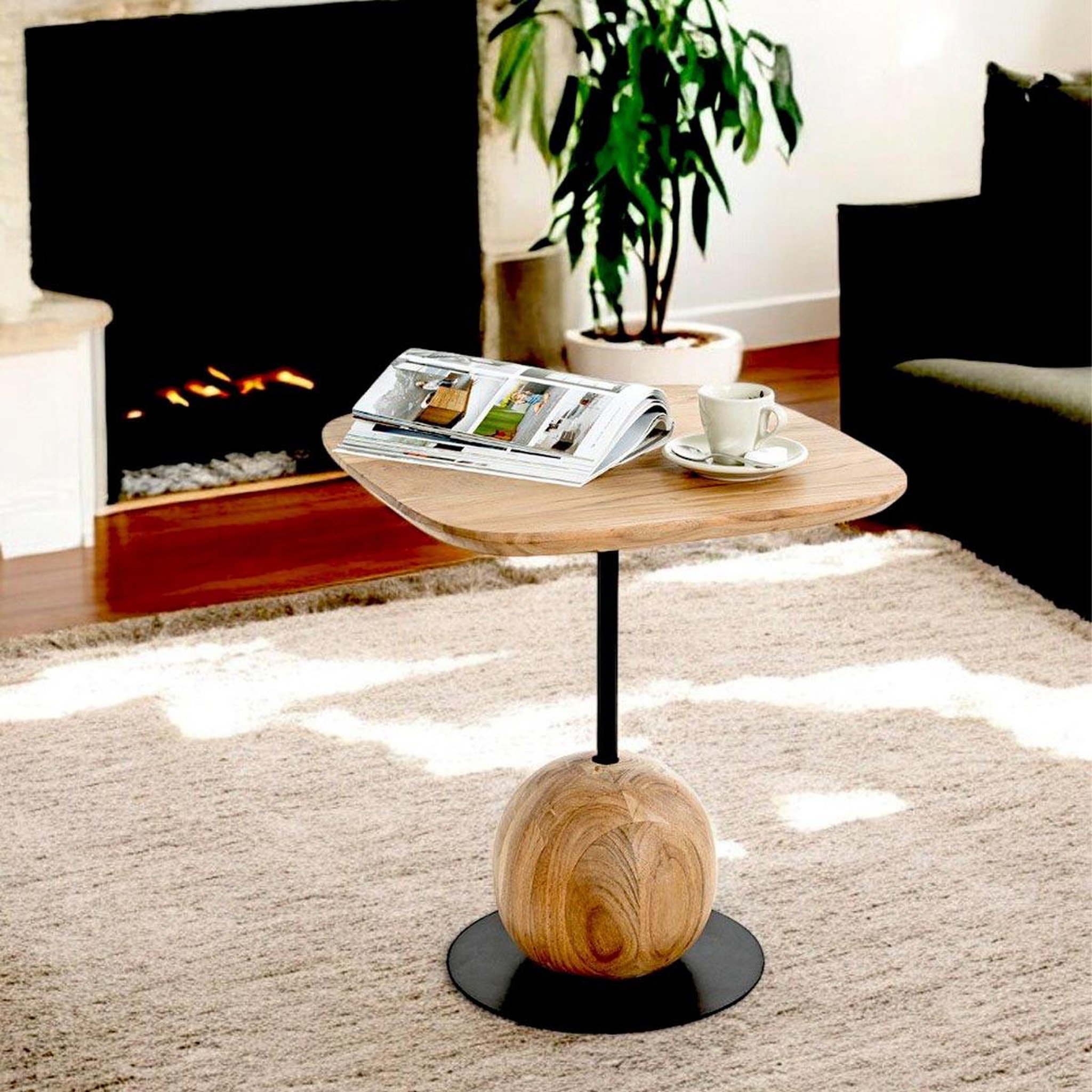 Voir la diapositive 5 : Paris Prix Table d'appoint design  sphère  50cm naturel & noir