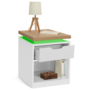 Voir la diapositive 4 : ID MARKET Lot de 2 tables de chevet LUNA à LEDS 1 tiroir avec niche blanc et plateau effet bois