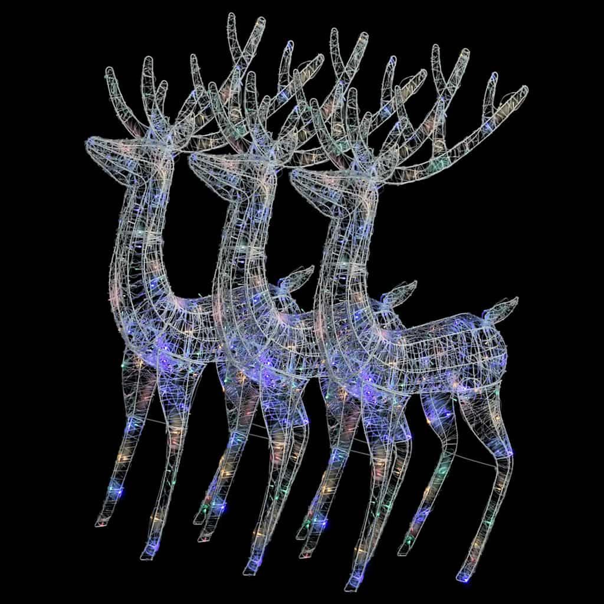 Voir la diapositive 4 : VIDAXL Rennes de noël xxl acrylique 250 led 3 pcs 180 cm multicolore