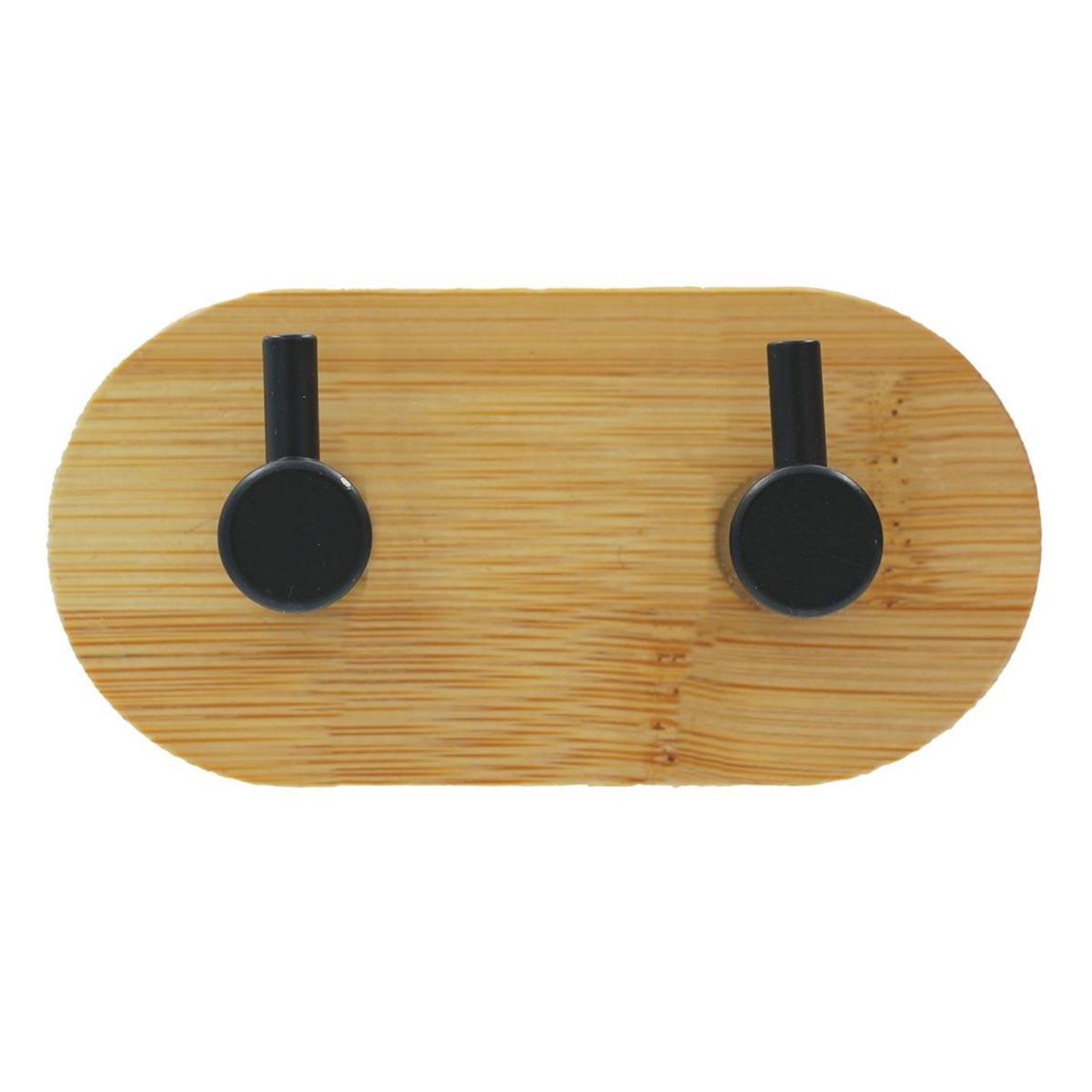 Douceur d'Intérieur Patère adhésive 2 crochets en bambou  fixeo  9cm naturel & noir