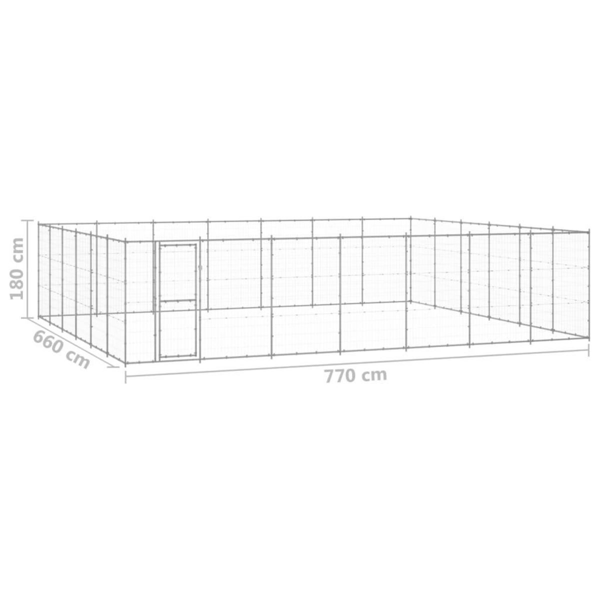 VIDAXL Chenil exterieur Acier galvanise 50,82 m²
