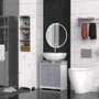 Voir la diapositive 2 : KLEANKIN Meuble salle de bain - meuble sous-vasque - placard 2 portes avec étagère - dim. 60L x 30l x 60H cm - MDF gris blanc