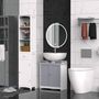 Voir la diapositive 2 : KLEANKIN Meuble salle de bain - meuble sous-vasque - placard 2 portes avec étagère - dim. 60L x 30l x 60H cm - MDF gris blanc