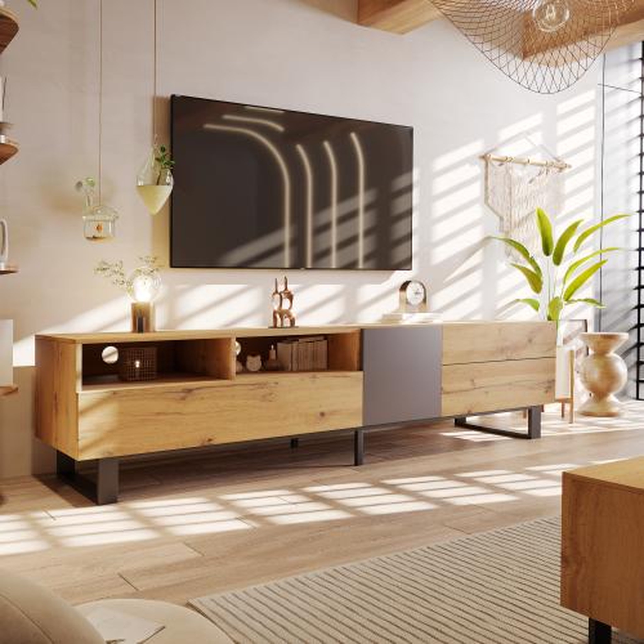 Voir la diapositive 4 : MERAX Meuble tv naturel 180 cm mdf