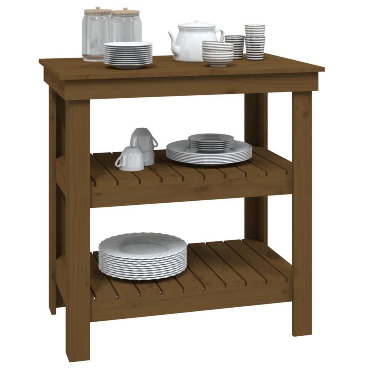 VIDAXL Banc de travail Marron miel 78,5x50x80 cm Bois de pin massif