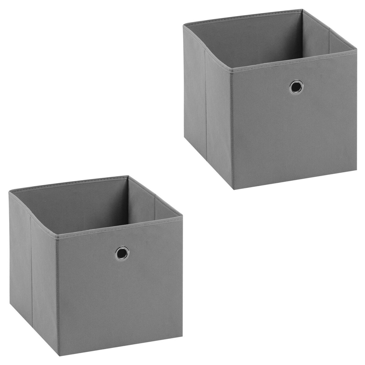 IDIMEX Lot de 2 tiroirs en tissu gris BELLA boîte de rangement ouverte avec  poignée dim 32 x 32 x 32 cm, pour linge jouets vêtement pas cher 