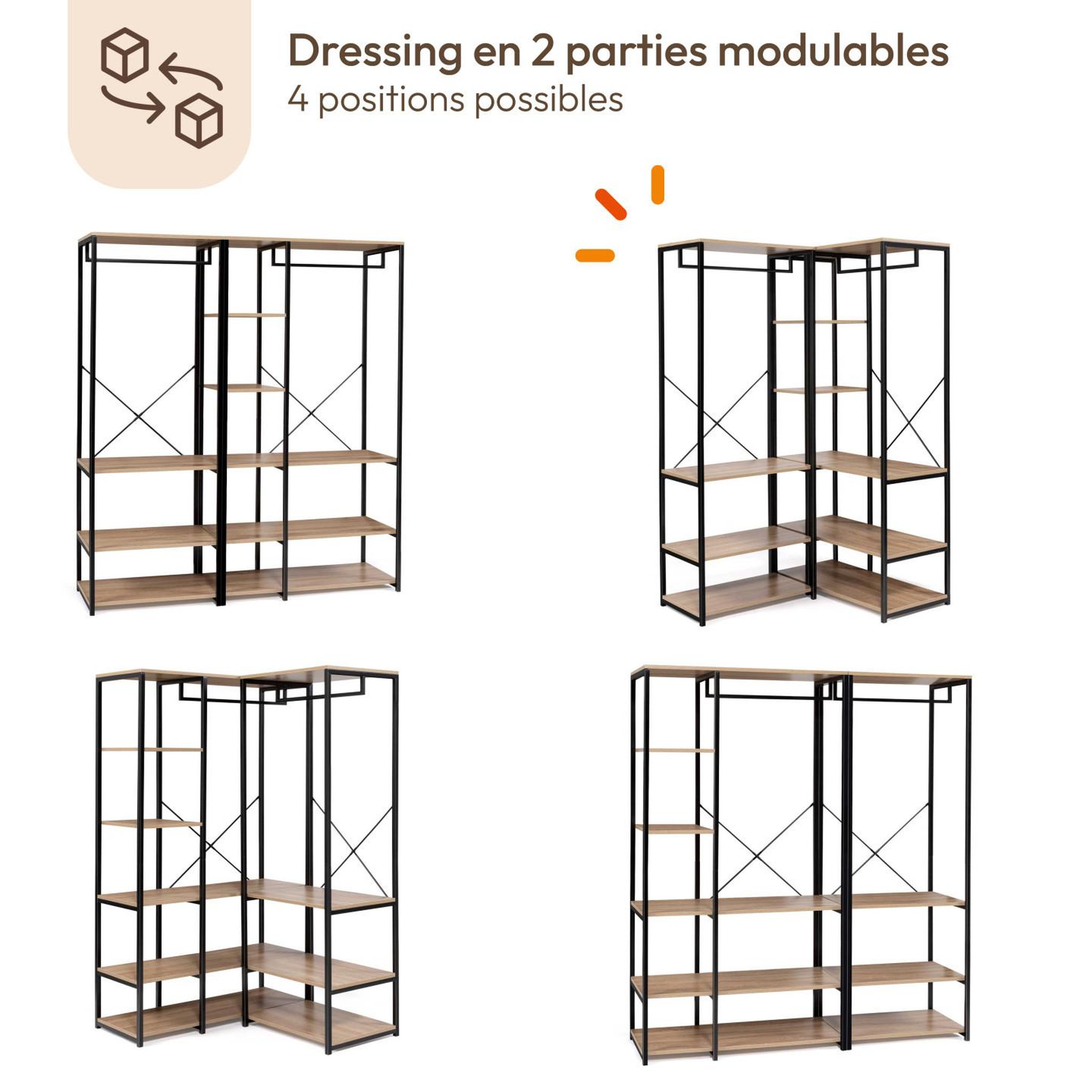 Voir la diapositive 4 : ID MARKET Dressing modulable xxl l. 150 cm detroit design industriel
