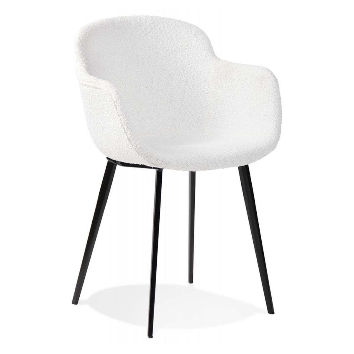Paris Prix Chaise Design en Tissu Bouclé  Valarie  80cm Blanc