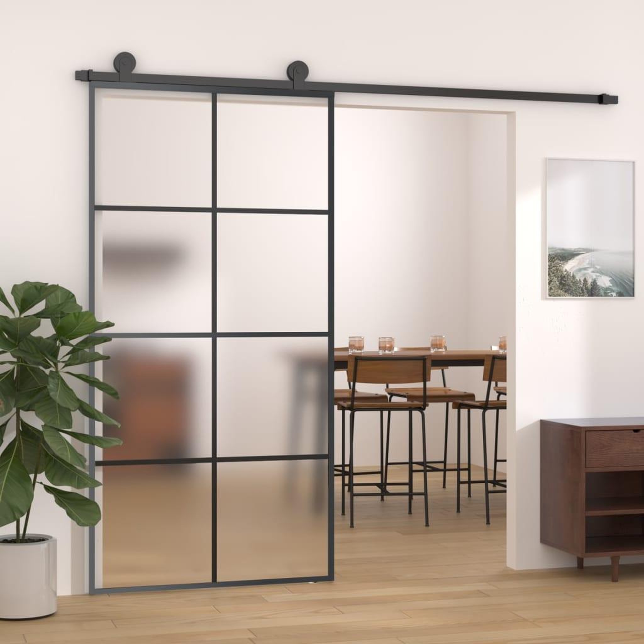 VIDAXL Porte coulissante et kit de quincaillerie 102,5x205cm Verre ESG