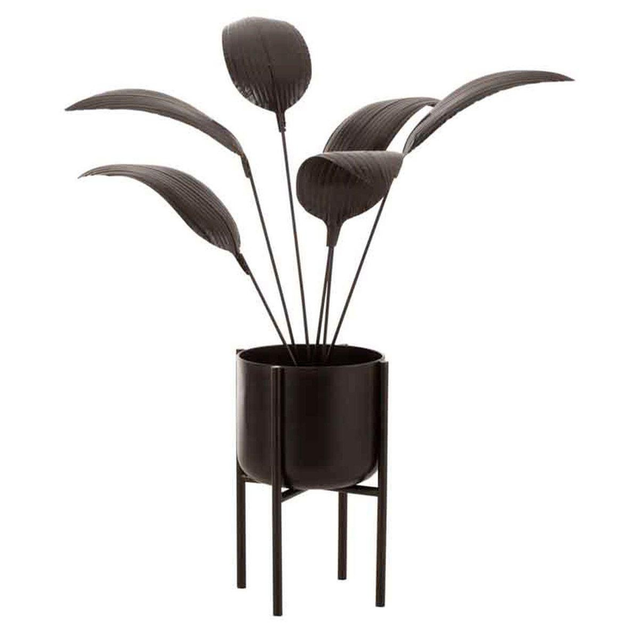 Voir la diapositive 1 : J-LINE Décoration pour plante  métal  103cm marron foncé