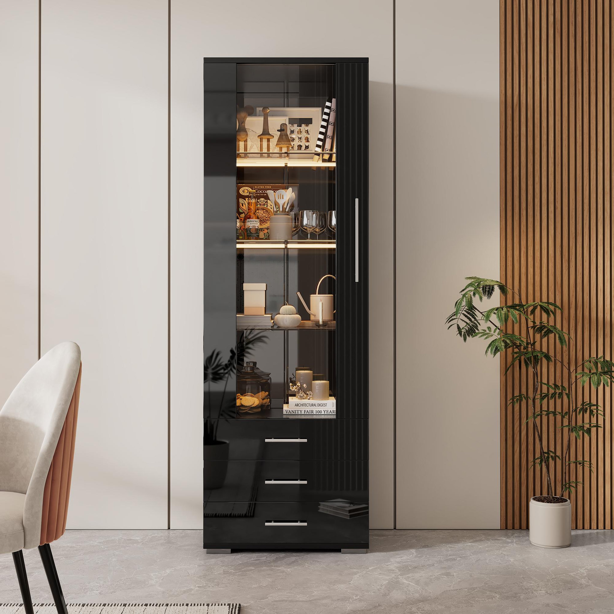 Voir la diapositive 2 : MERAX Vitrine 3 étagères led