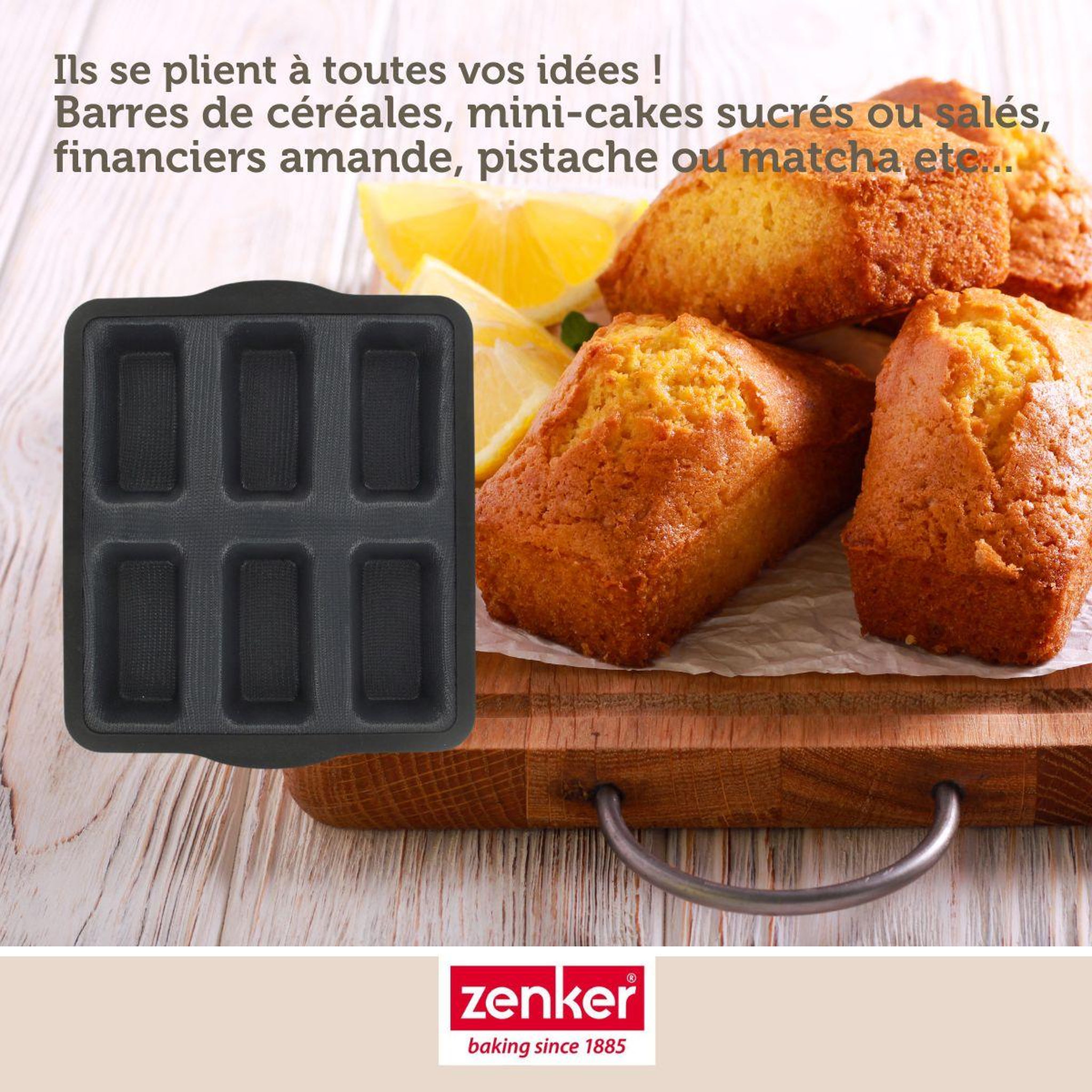 Voir la diapositive 4 : ZENKER Moule 6 financiers 26 x 22 cm zenker silicone fibre de verre