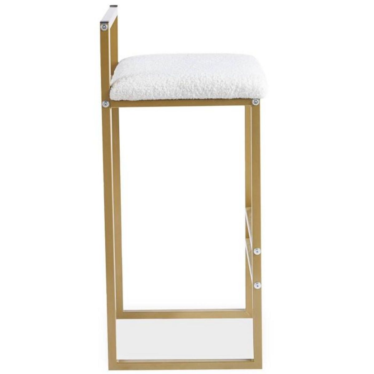 Paris Prix Tabouret de Bar Bouclette  Dakota  80cm Crème & Or