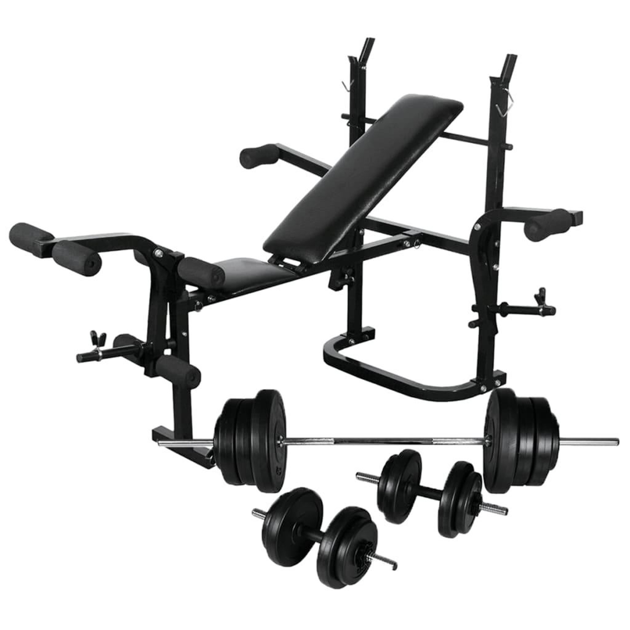 Voir la diapositive 1 : VIDAXL Banc d'entraînement avec support de poids jeu d'halteres 60,5kg