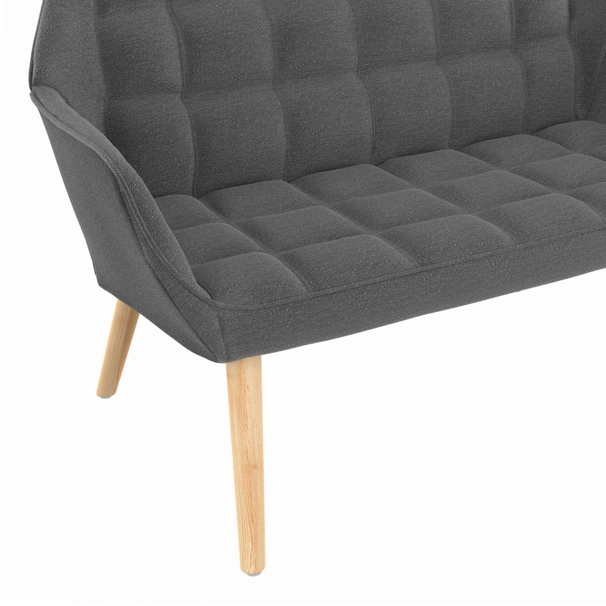 Voir la diapositive 6 : ID MARKET Canapé droit scandinave 2 places castille en tissu matelassé gris anthracite