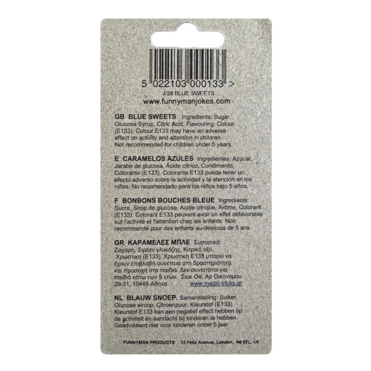 Funnyman Products Bonbons langue et dents bleues - Farces et attrapes