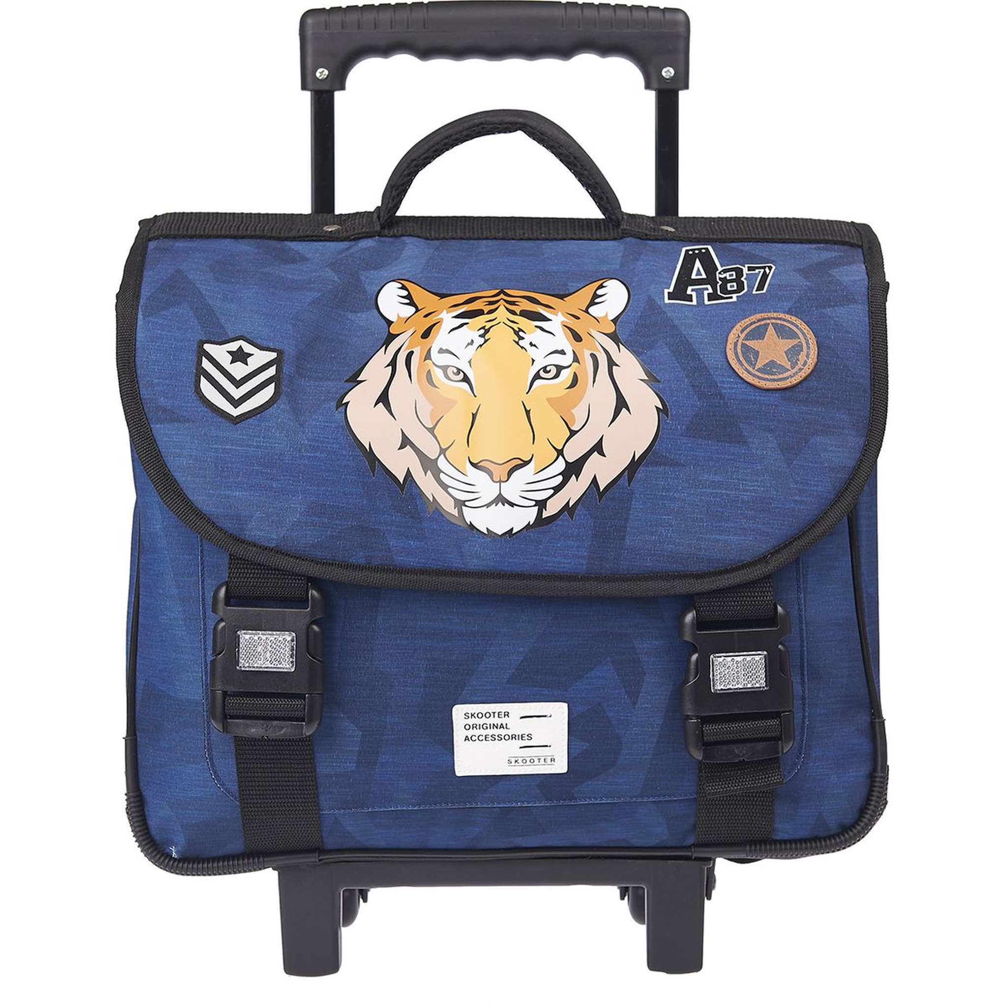 Voir la diapositive 1 : SCOOTER Cartable à roulettes 38 cm CP/CE1/CE2 bleu imprimé TIGRE