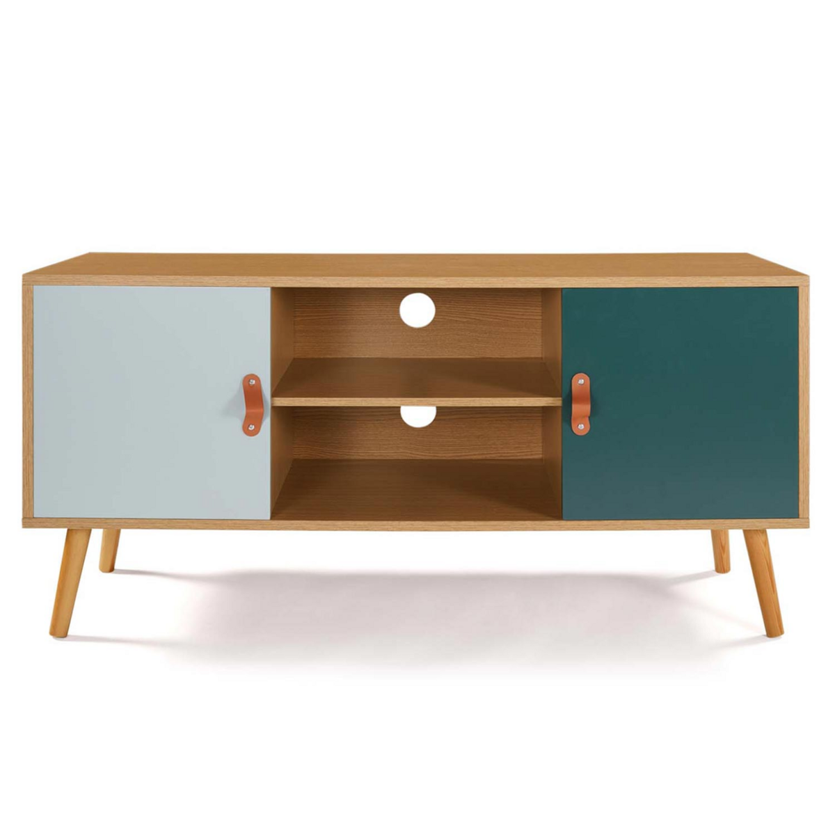 ID MARKET Meuble TV 113 cm scandinave ALIZE bois et vert