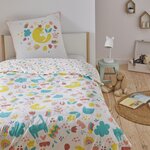 FUTURE HOME Parure de lit enfant chat réversible fleurie 140x200cm