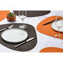 Voir la diapositive 2 : BJORN Set de table curve réversible - 6 pièces - Cuir recyclé orange et chocolat