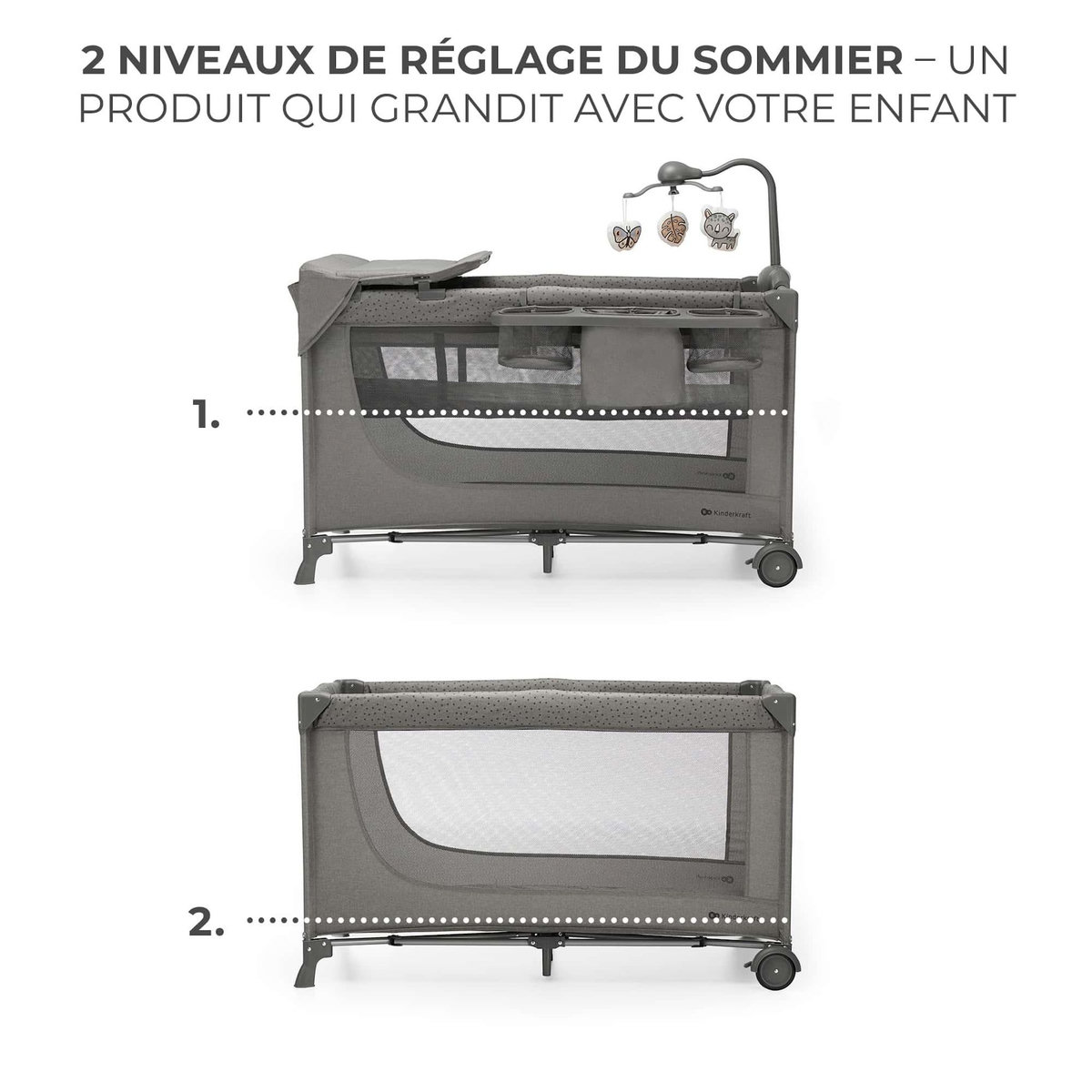 KINDERKRAFT Lit voyage parc bebe pliable avec accessoires pra