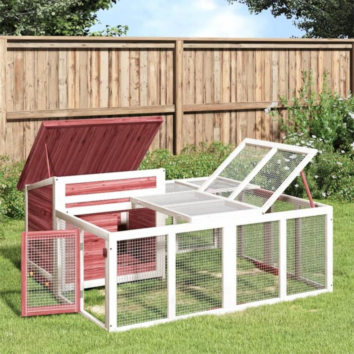 VIDAXL Clapier moka 144x123x67,5 cm bois de pin massif