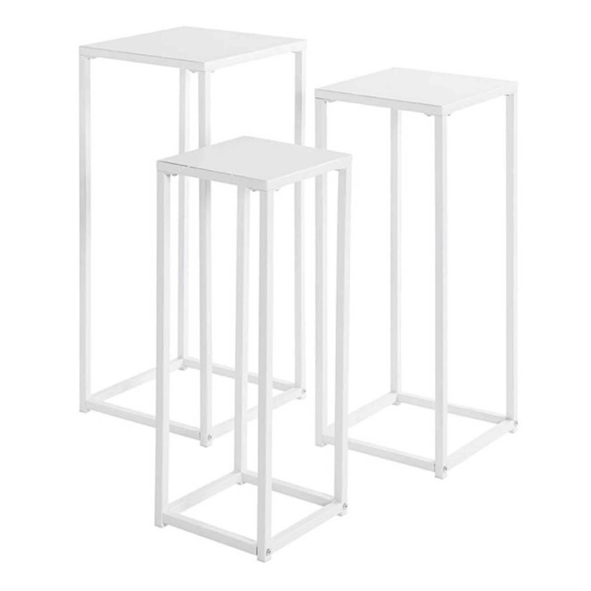 Paris Prix Lot de 3 sellettes en métal  cromano  71cm blanc