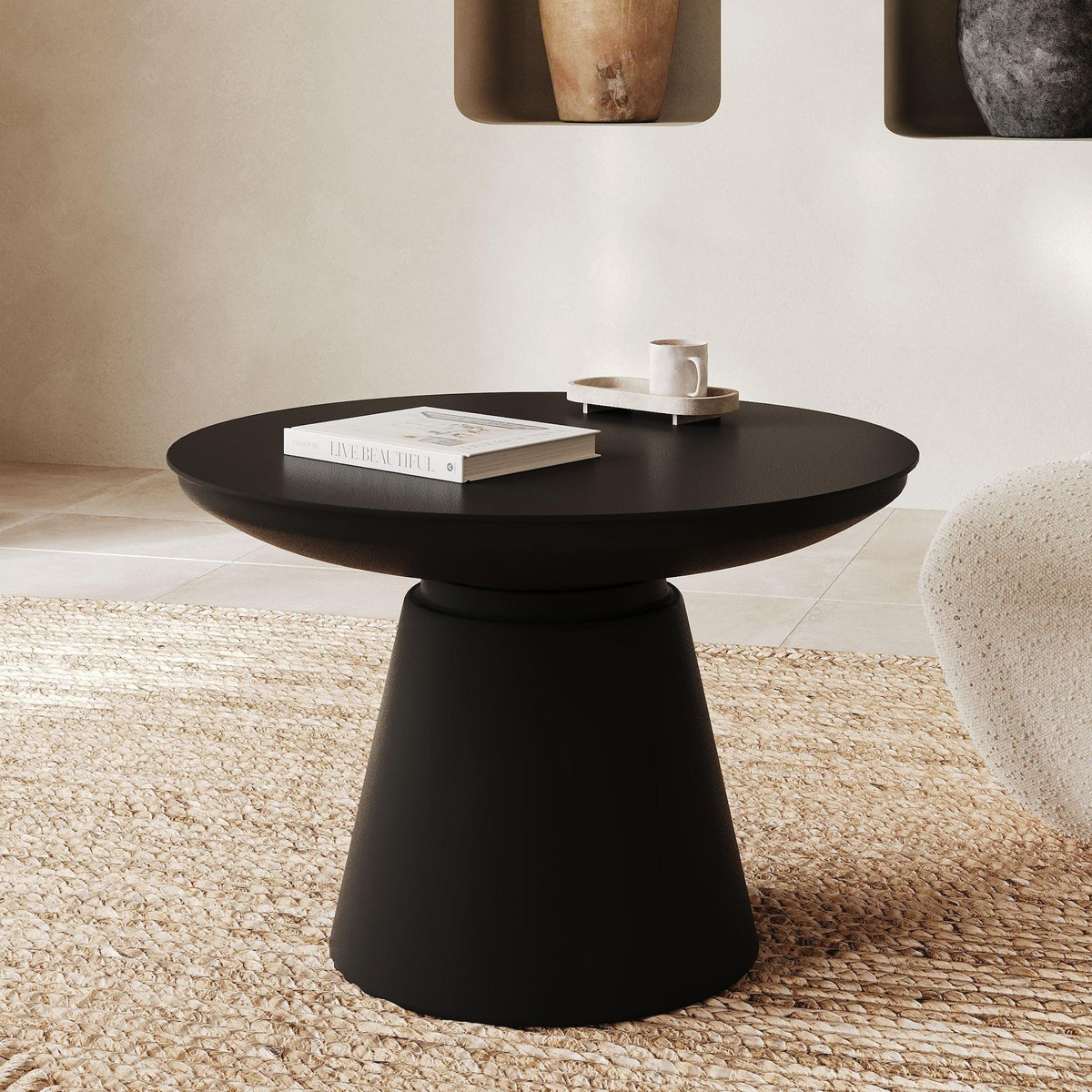 Rendez vous déco Table basse ronde en métal noir D60 cm-Gomez