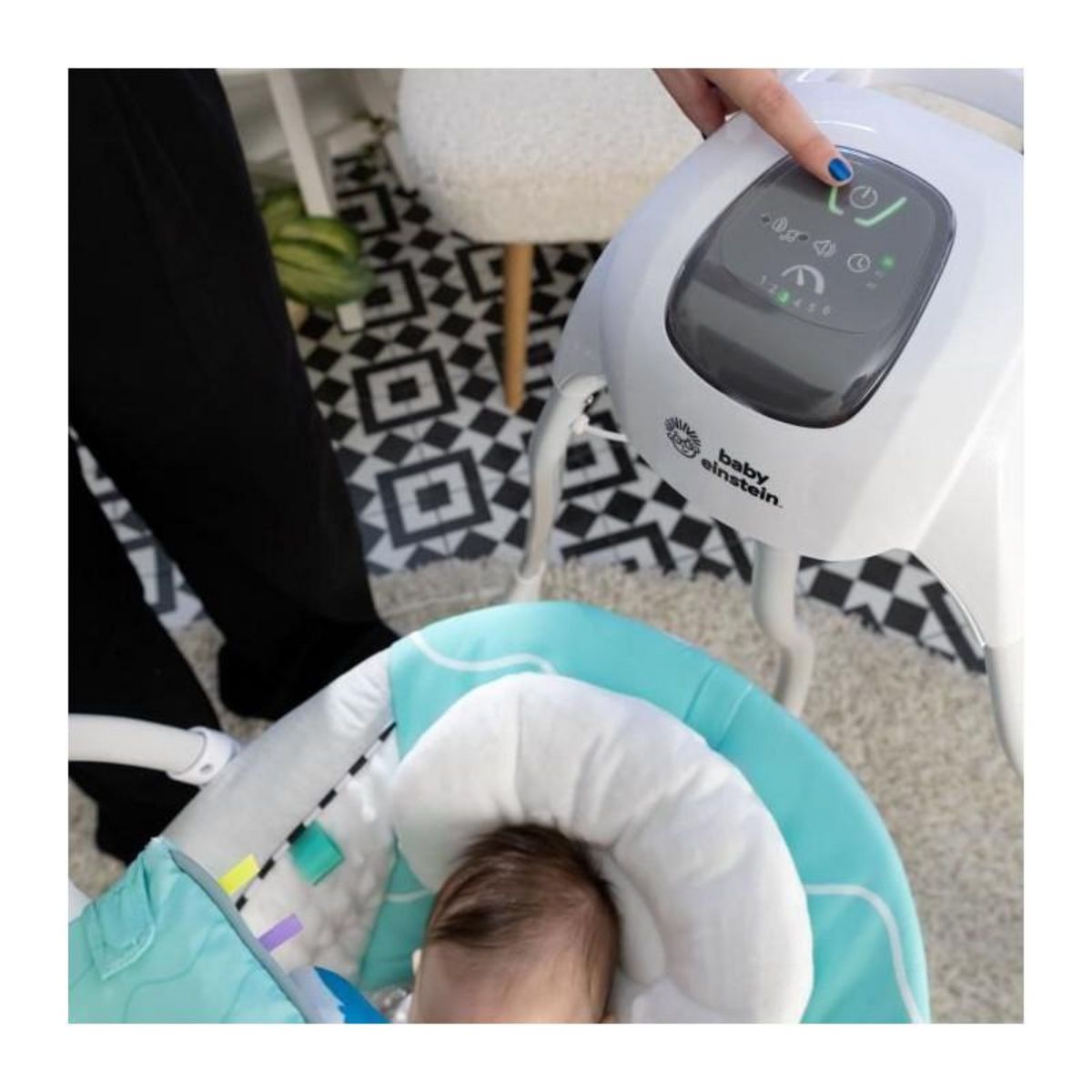 BABY EINSTEIN BABY EINSTEIN Balancelle Ocean Explorers, légere et compacte, siege pivotant a 180°, jouets inclus, modele Curious Comfort