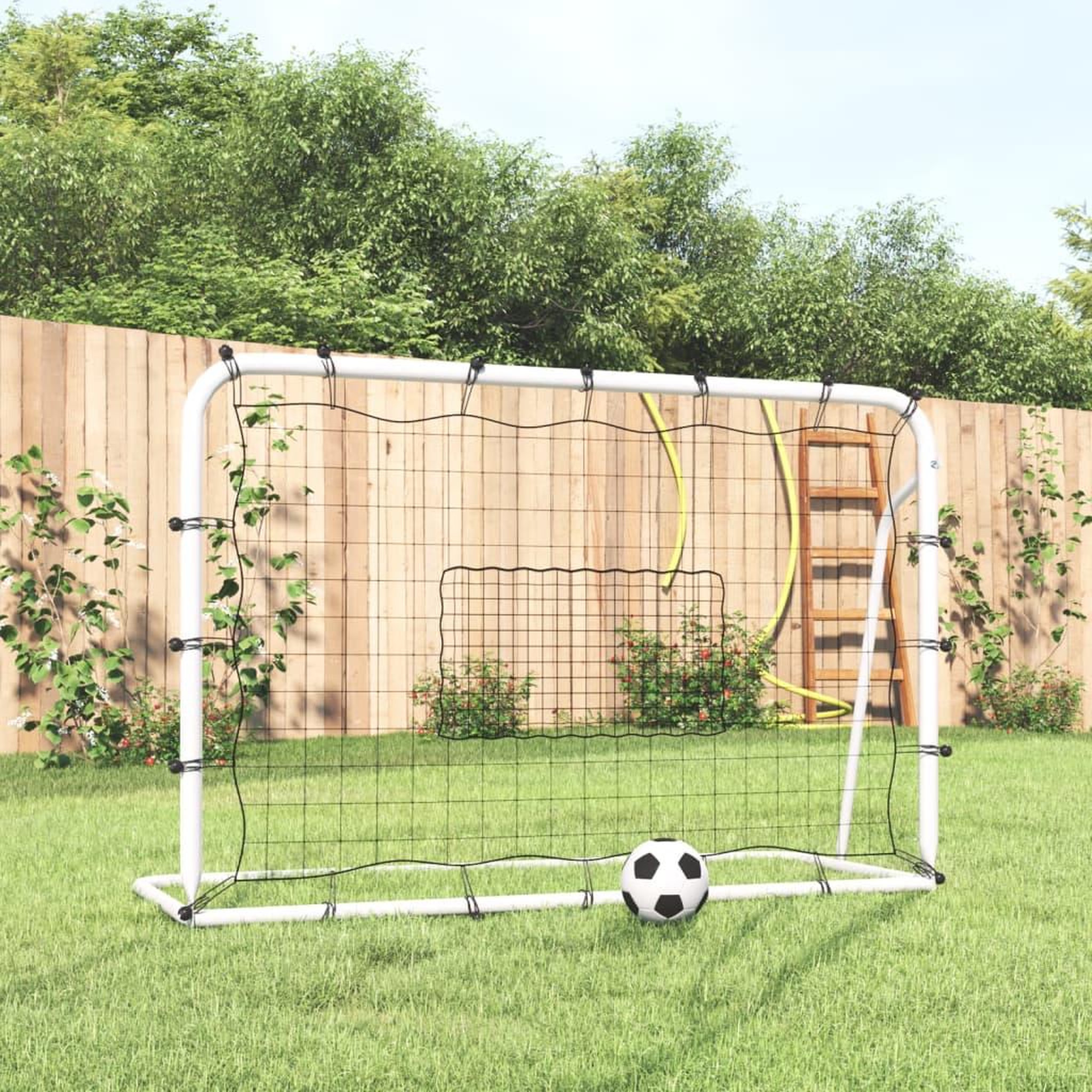 VIDAXL Filet de rebond de football blanc noir 184x61x123 cm acier PE