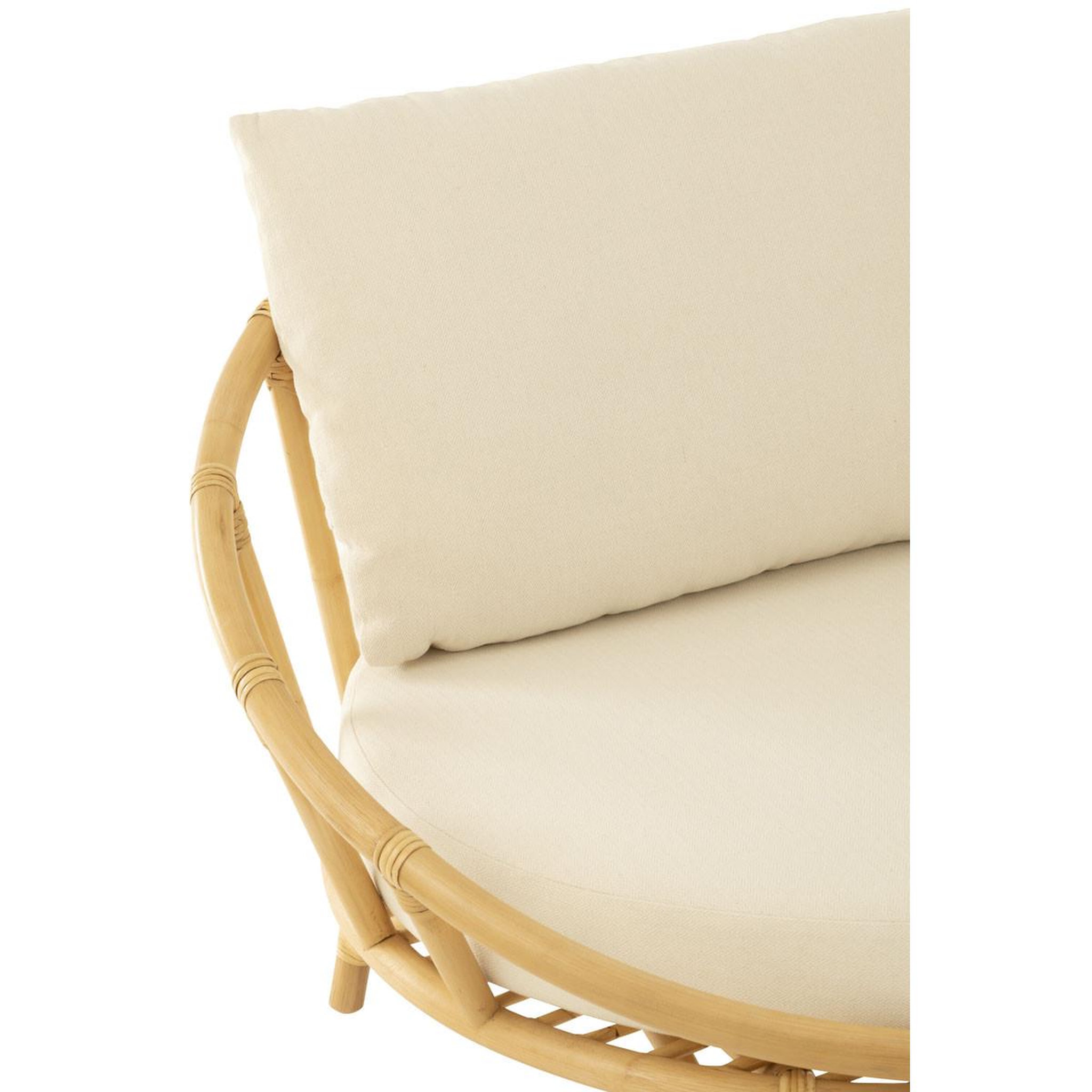 Voir la diapositive 5 : J-LINE Fauteuil Rond Rotin & Coussin  Howard  98cm Naturel